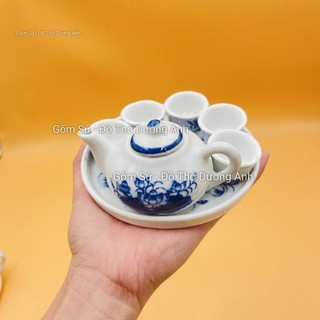 Bộ ấm chén pha trà thờ men lam