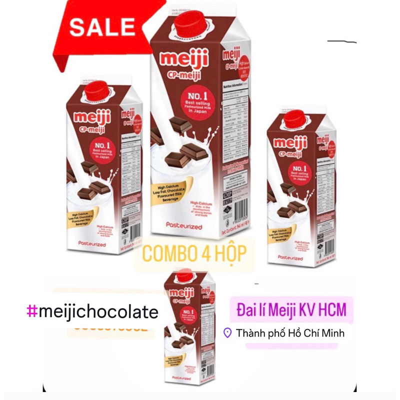 Combo 4 hộp sữa tươi Meiji  946ML