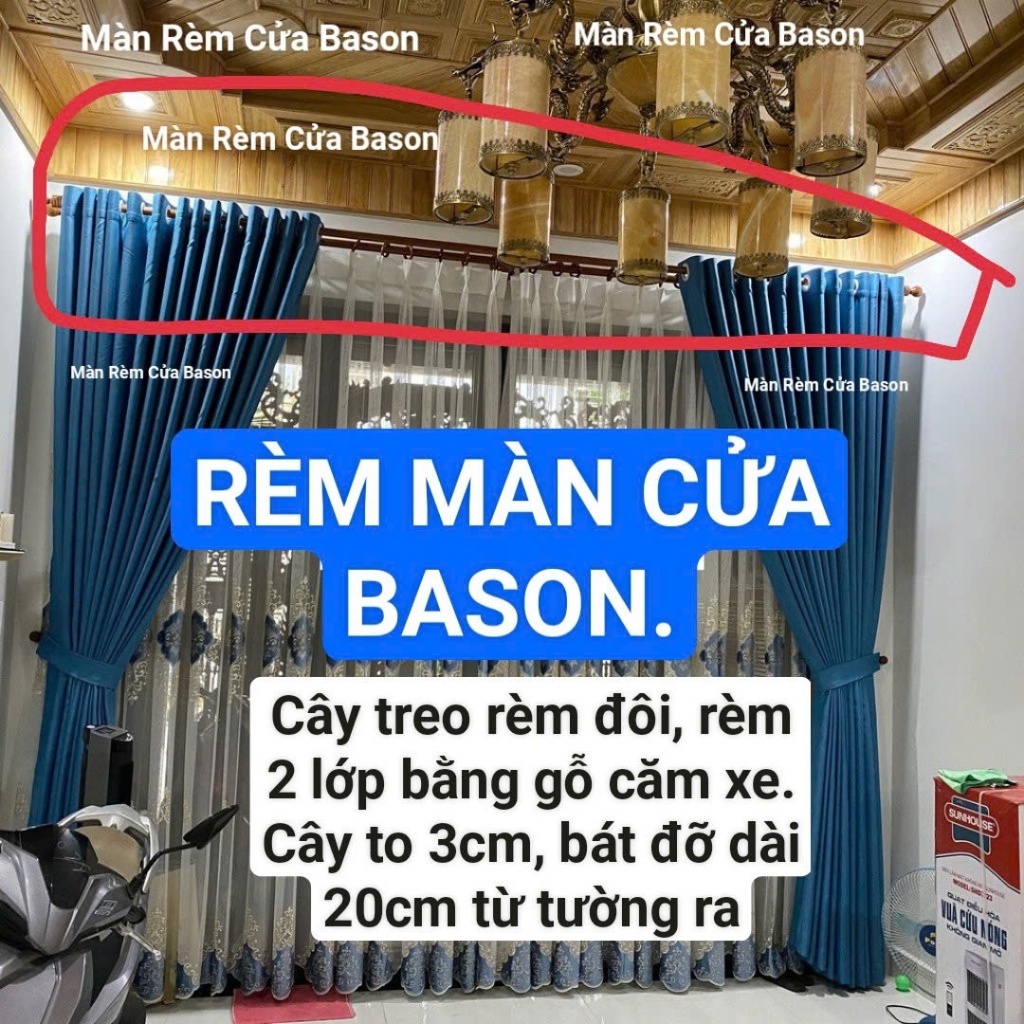 Thanh Treo Rèm Treo Màn 2 Lớp Bằng Gỗ Căm Xe Kèm Phụ Kiện Bát Đỡ + Đầu Chụp Trang Trí + Núm Treo Dây