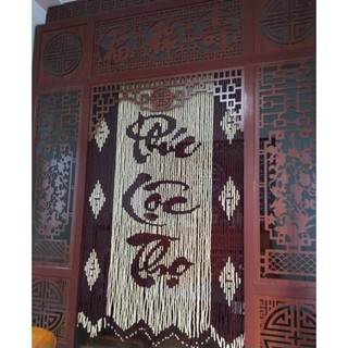 Rèm hạt gỗ Bồ Đề - Rèm treo phòng thờ (Mẫu Phúc Lộc Thọ)