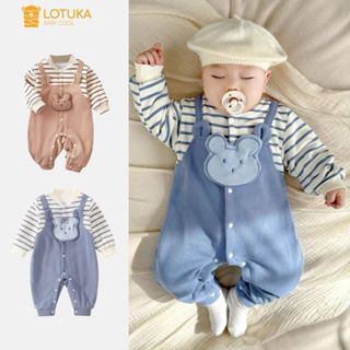 Body LOTUKA dài tay, Bộ liền thân cho các bé trai bé gái, Bodysuit kết hợp với chất len tăm dành cho bé từ 0-12th