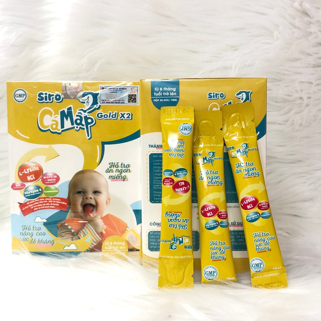 (Mẫu Mới, Date Xa) Siro Ăn Ngon Cá Mập Gold X2 Baby Shark  -  Hộp 30gói