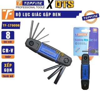 Bộ lục giác đầu bằng dạng xếp đa năng TOP FINE 1.5-8mm | Bộ chìa lục giác thép CR-V xử lý đen bề mặt TF-170098