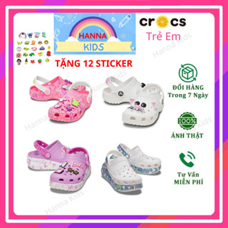 Dép Cross Hello Kitty cho trẻ em bé gái nữ người lớn HannaKids Sục Cros giày xục Croc Classic Clog Kid màu Hồng Size 28