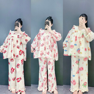 Set Bộ BaByDoll Quần Dài Tay Dài In Hoạ Tiết Dễ Thương ,Có Thể Giặc Bằng Máyy ai