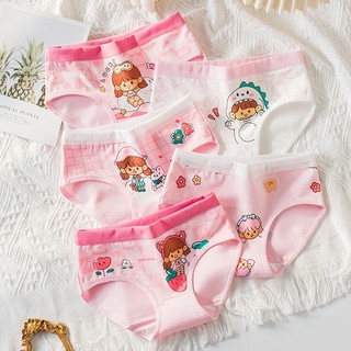  Combo 4 quần chíp TAM GIÁC cho bé gái họa tiết GẤU DÂU  quần lót tam giác trẻ em cotton thoáng mát co giãn 