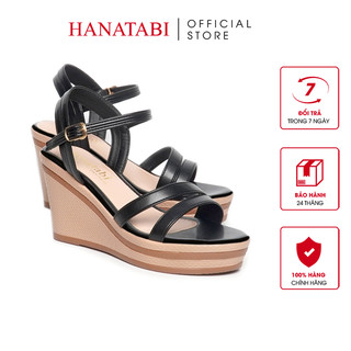  Giày Sandal Nữ Đế Xuồng PU Siêu Nhẹ Cao 8cm Hanatabi Quai Chéo Hậu C  35-39  Mã HNSDX8F1129 