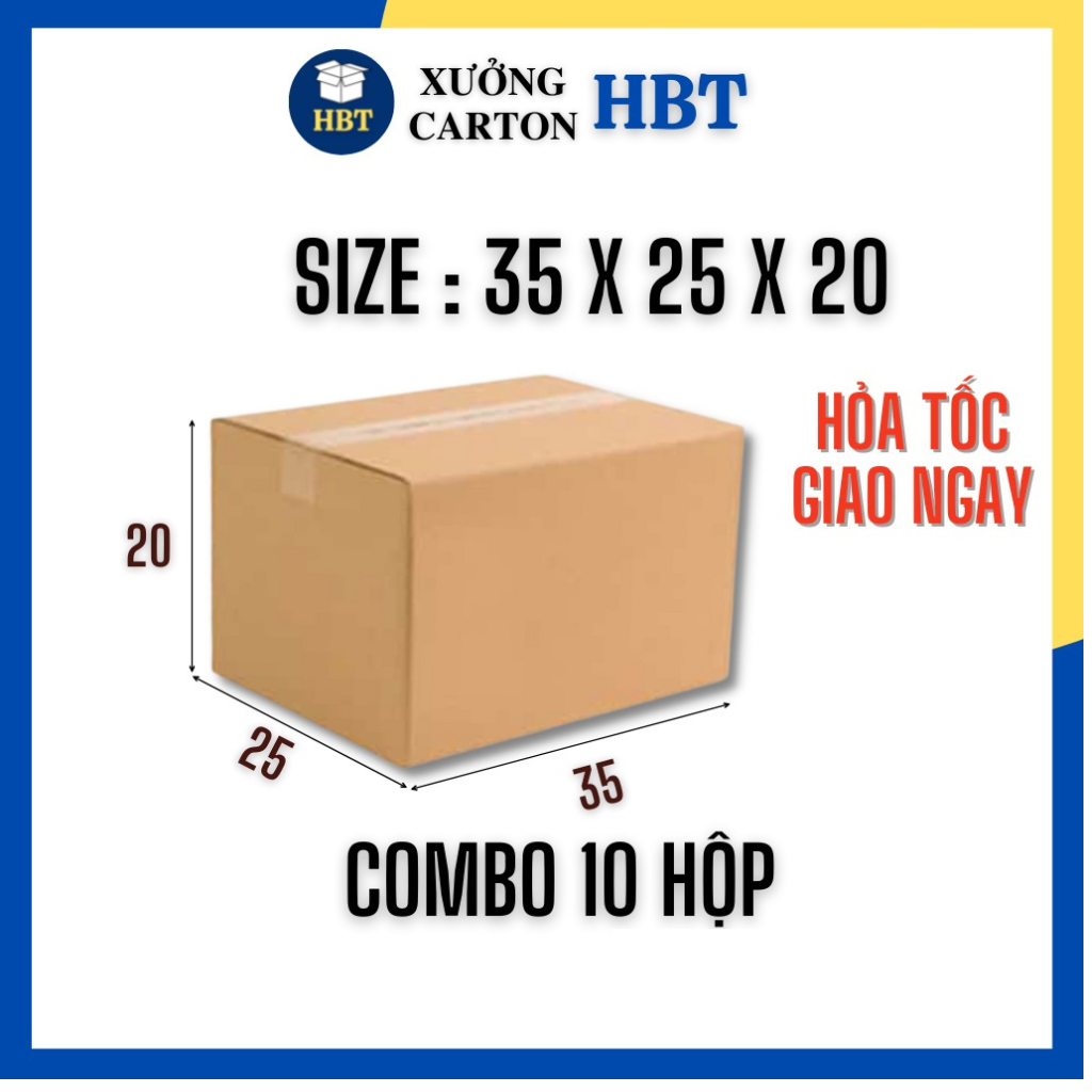 35x25x20 - 10 hộp carton đóng hàng giá rẻ