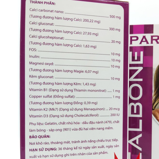 Viên uống bổ sung canxi CALBONE - PARIS - Giúp phát triển chiều cao cho trẻ em, ngừa loãng xương cho người già hiệu quả