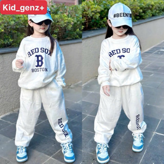 Bộ quần áo nỉ cổ tròn MLB redsox basic ss 2023 cho bé , set áo sweater trẻ em unisex , Kid_genz