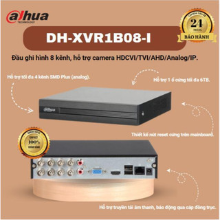 Đầu ghi dahua 8 kênh dh-xvr1b08-i/t hỗ trợ công nghệ ai, hdcvi/tvi/ahd và ip