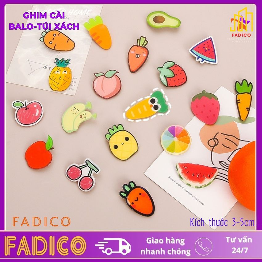Sỉ Ghim cài balo kích thước từ 3-5cm,chủ đề HOA QUẢ dễ thương,dùng làm quà tặng, treo cặp học sinh-FADICO