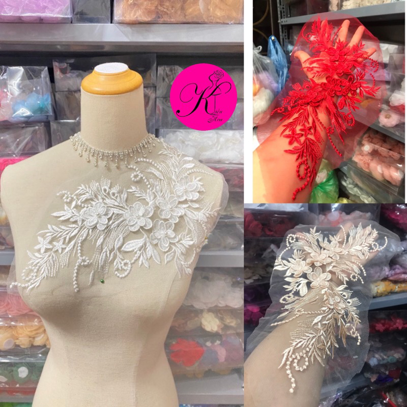 Ren hoa nổi 3D đắp áo dài, váy đầm ( kích thước 25cmx40cm)
