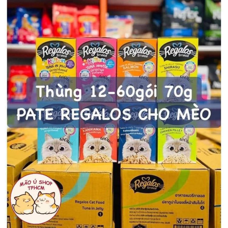   COMBO 12-60BỊCH 70g  PATE REGALOS - PATE CHO MÈO MỌI LỨA TUỔI 