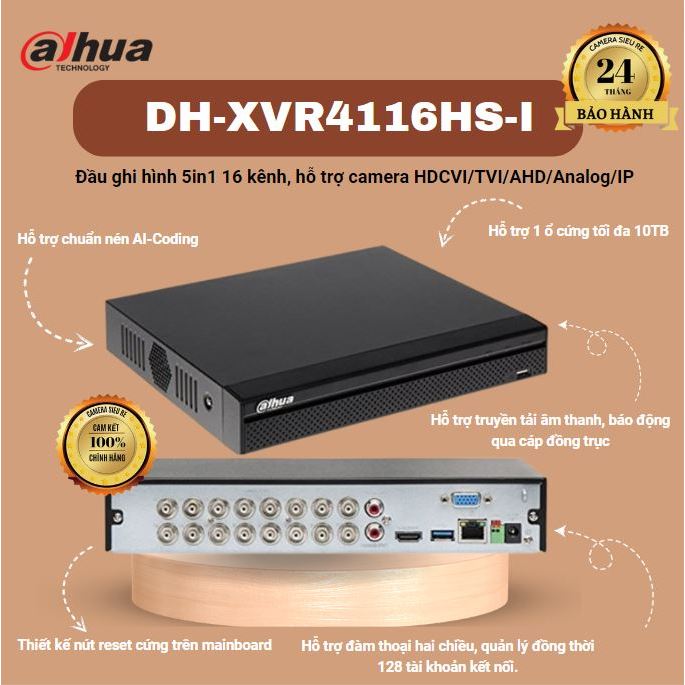 Đầu ghi hình 16 kênh Dahua XVR4116HS-I chính hãng bảo hành 24 tháng