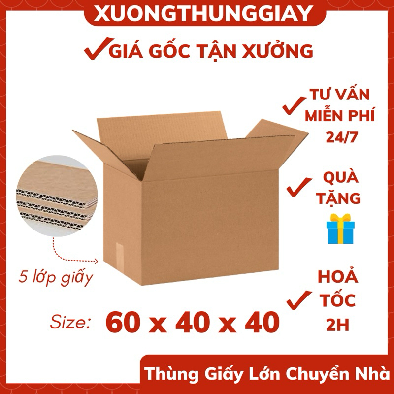 5 Thùng carton 60x40x40, 80x70x60, 70x50x50, 65x50x50 hàng có sẵn, chuyên dùng chuyển nhà hoặc đi má