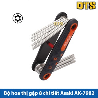 Bộ lục giác hoa thị có lỗ gập 8 chi tiết asaki ak-7982