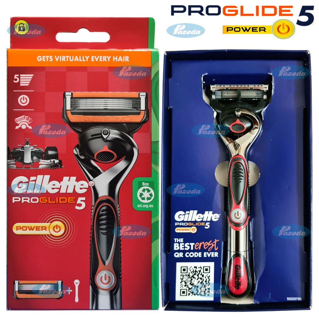 Dao cạo râu 5 lưỡi Gillette Proglide5 Power Red(1 tay cầm xoay chiều sử dụng pin và 1 đầu cạo 5+1)