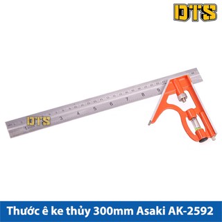 Thước ê ke thủy 300mm Asaki AK-2592, thước ke góc vuông đa năng 30cm, đo độ sâu, canh thẳng, canh ngang, lấy dấu khoảng