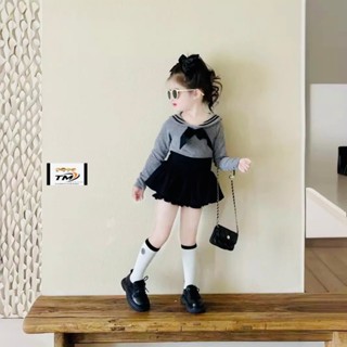 Sét áo ghi thuỷ thủ cv bồng đen bé gái