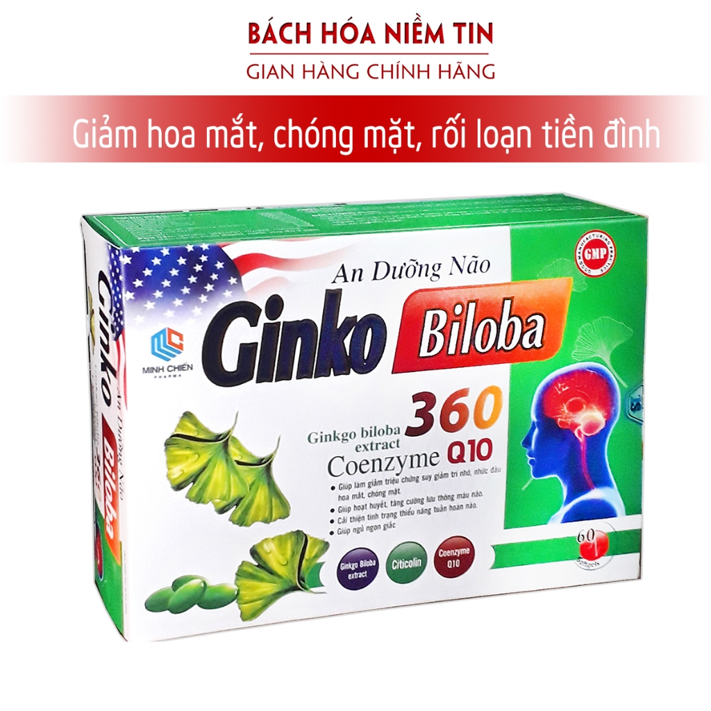 Viên uống An Dưỡng Não Ginkgo Biloba 60 - Thành phần thảo dược giúp Giảm đau đầu chóng mặt, rối loại tiền đình