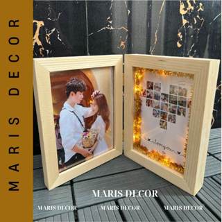  KHUNG ĐÔI GỖ HANDMADE LÀM QUÀ TẶNG - ĐỂ BÀN ĐÈN LED GIÁ RẺ MARIS - IN ẢNH THEO YÊU CẦU 