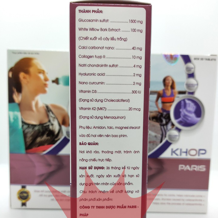 Viên uống xương Khớp-Paris - Glucosamin 1500mg - Giảm đau nhức xương khớp, giúp bôi trơn khớp, làm chậm thoái hóa khớp