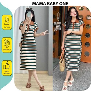 ĐẦM VÁY BẦU COTTON DÁNG SUÔNG CỔ SƠ MI SANG CHẢNH V803 -VÁY XINH THIẾT KẾ THANH LỊCH MẶC ĐI LÀM ĐI CHƠI FRESIZE