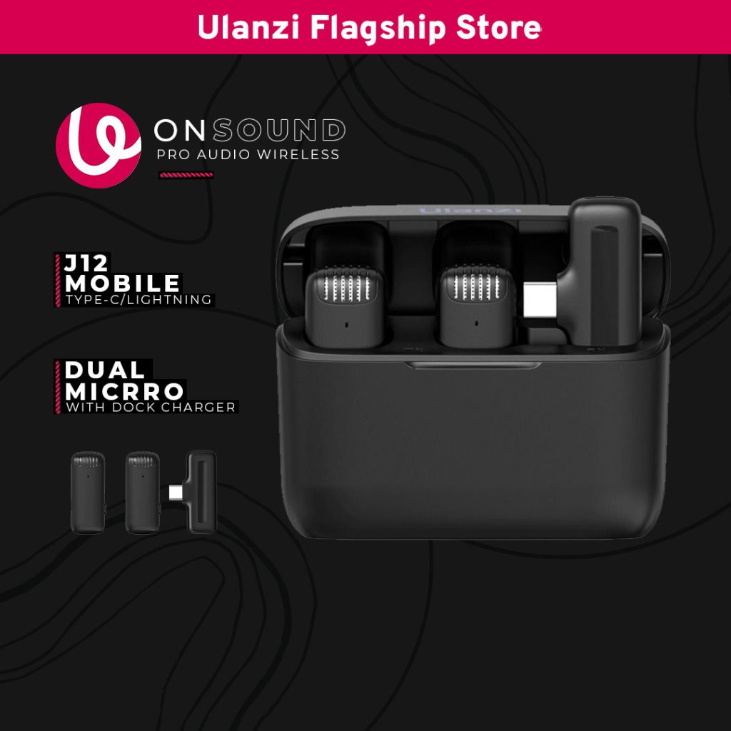 Ulanzi J12 - Mic Không Dây Lavalier 2 Mic 1 Receiver Cho Điện Thoại Chính Hãng