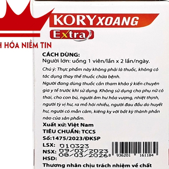 Viên Kory Xoang Extra Giảm Viêm Xoang Cấp và Mãn Tính - Thành Phần   Thảo Dược Oan Toàn Và Hiệu Qủa - Hộp 30 Viên