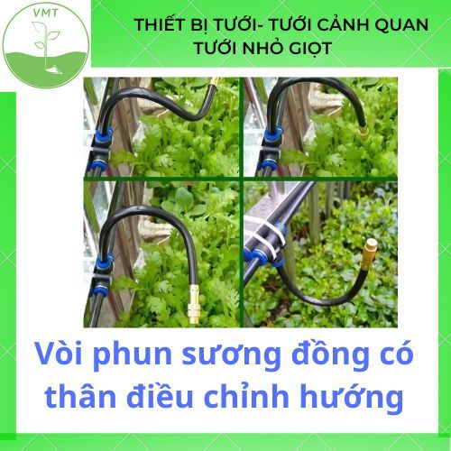Vòi phun sương đồng có thân điều chỉnh hướng, uốn cong theo hướng