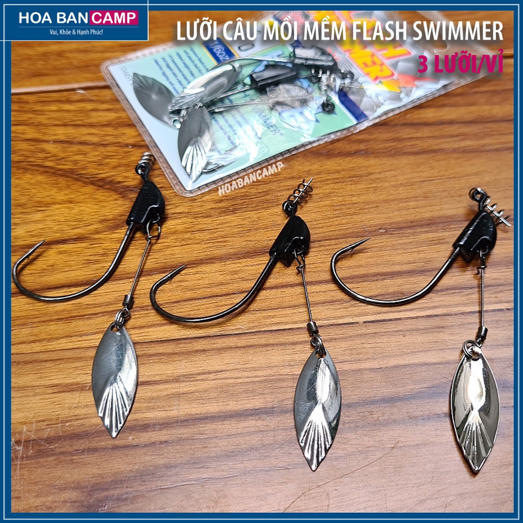 Lưỡi Câu Mồi Mềm Flash Swimmer Đủ Size Cho Các Loại Mồi Mềm