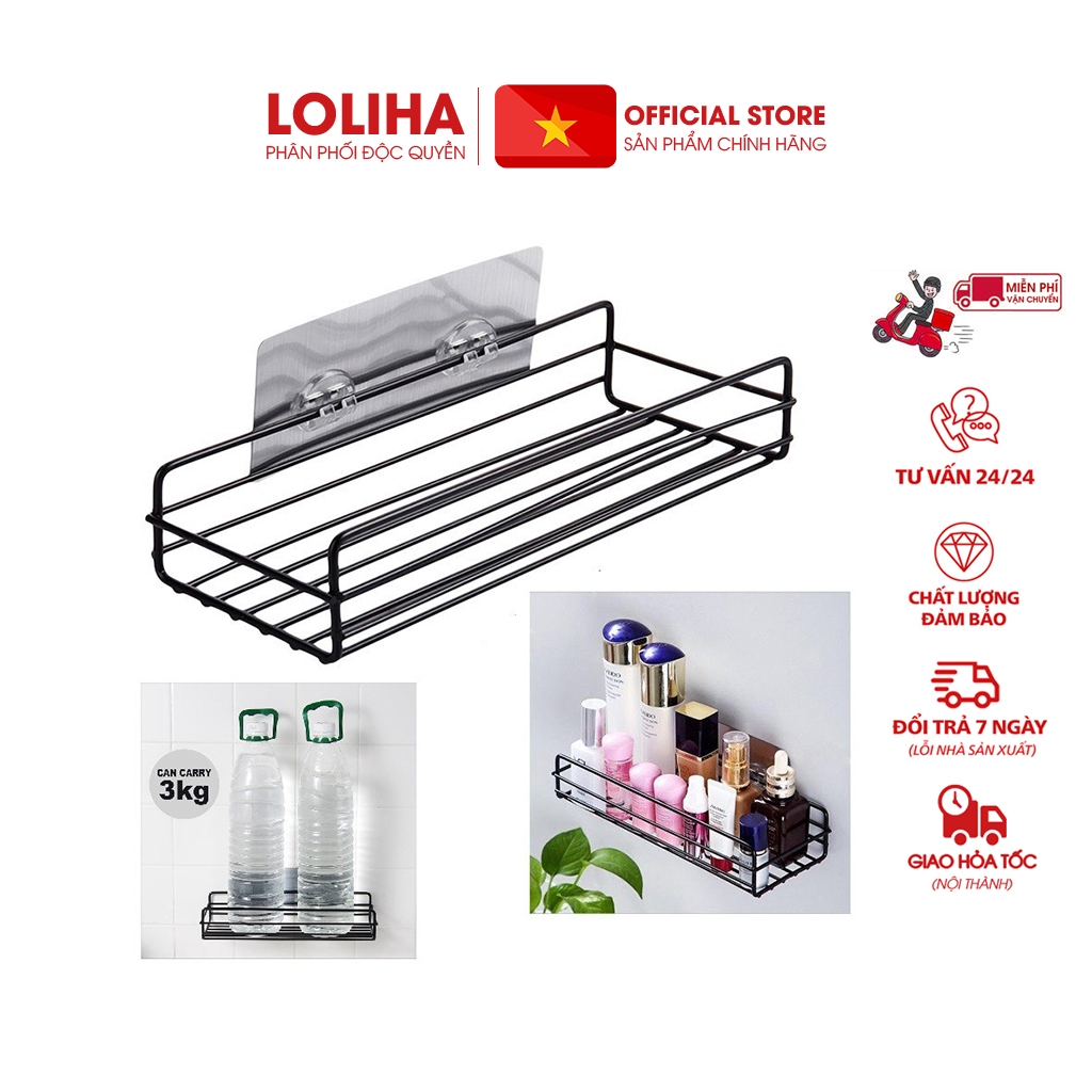 ⛔FREESHIP⛔ Combo 5 Giá chữ nhật nhà tắm đen đa năng (TẶNG MIẾNG DÁN)