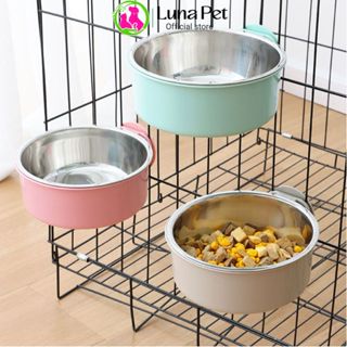  Bát ăn gắn chuồng cho chó mèo LunaPet BA08 bát inox treo chuồng tiện lợi giá rẻ 