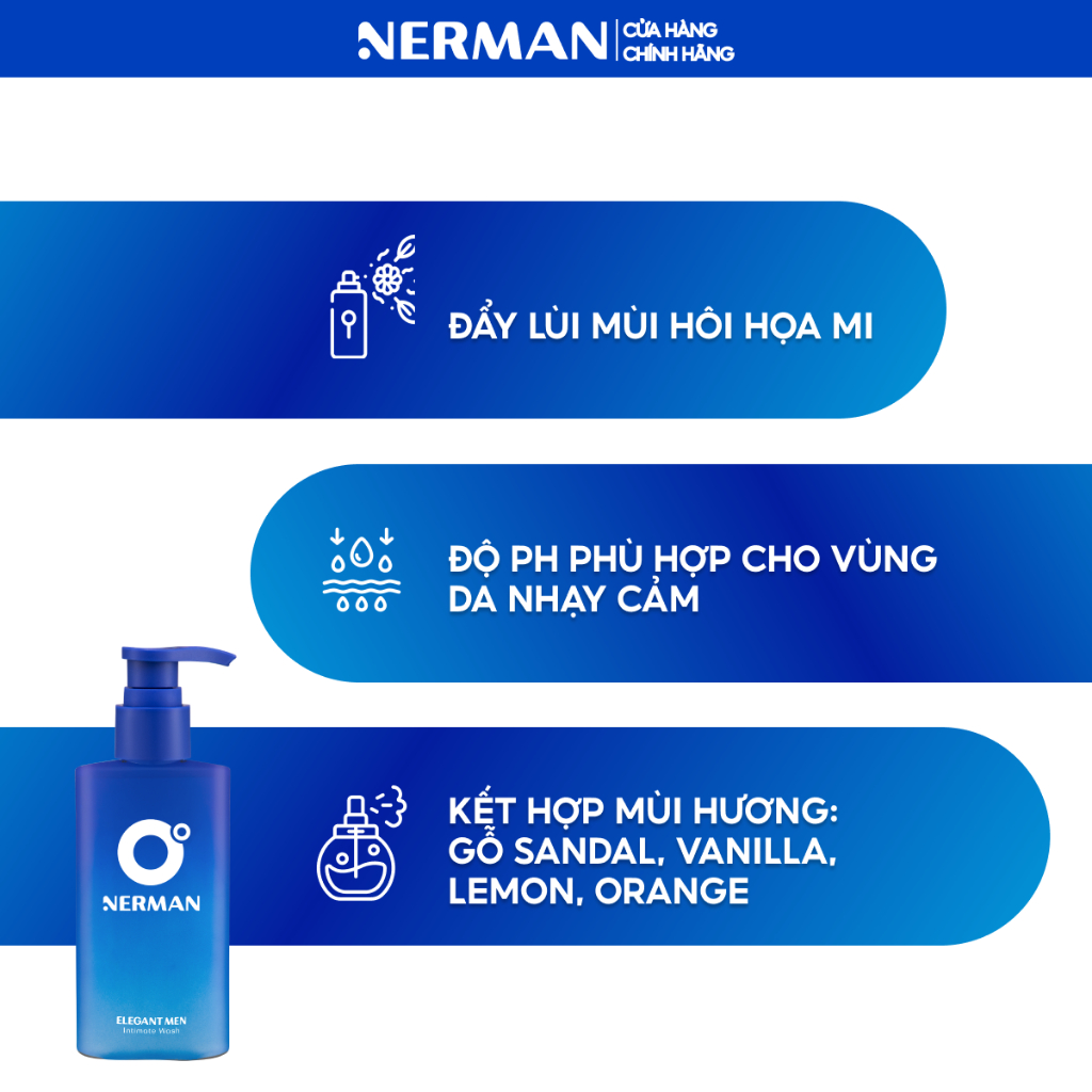 Dung dịch vệ sinh nam giới 0 độ Nerman hương nước hoa cao cấp 100ml