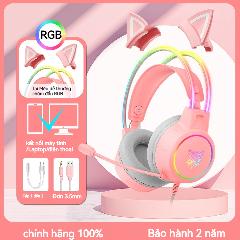 Tai Nghe Mèo Chụp Tai Chơi Game Onikuma K9 Hồng Có Mic,Cho Pc Laptop Máy Tính Tay Headphone Bluetooth Gaming Không Dây | BigBuy360 - bigbuy360.vn