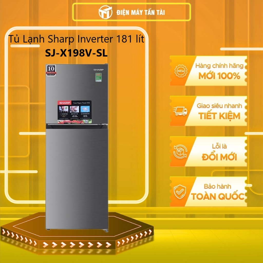 SJ-X198V-SL  - Tủ Lạnh Sharp Inverter SJ-X198V-SL(181L) - GIAO TOÀN QUỐC