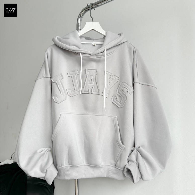 Áo  hoodie thêu đắp vải JJAYS form rộng mũ to nam nữ unisex HOT TREND 2024