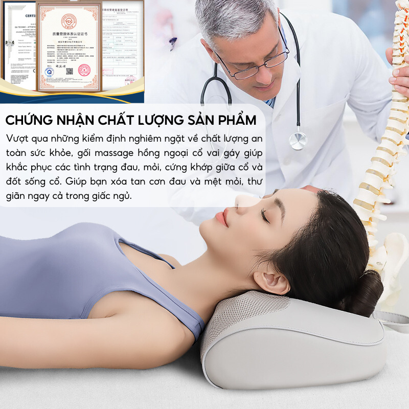 Gối Massage Cổ Vai Gáy DELADEP Đầu Massage 3D Hồng Ngoại Đảo Chiều Giúp Giảm Đau Nhức,Máy Mát Xa Đa Năng Toàn Thân GMC01
