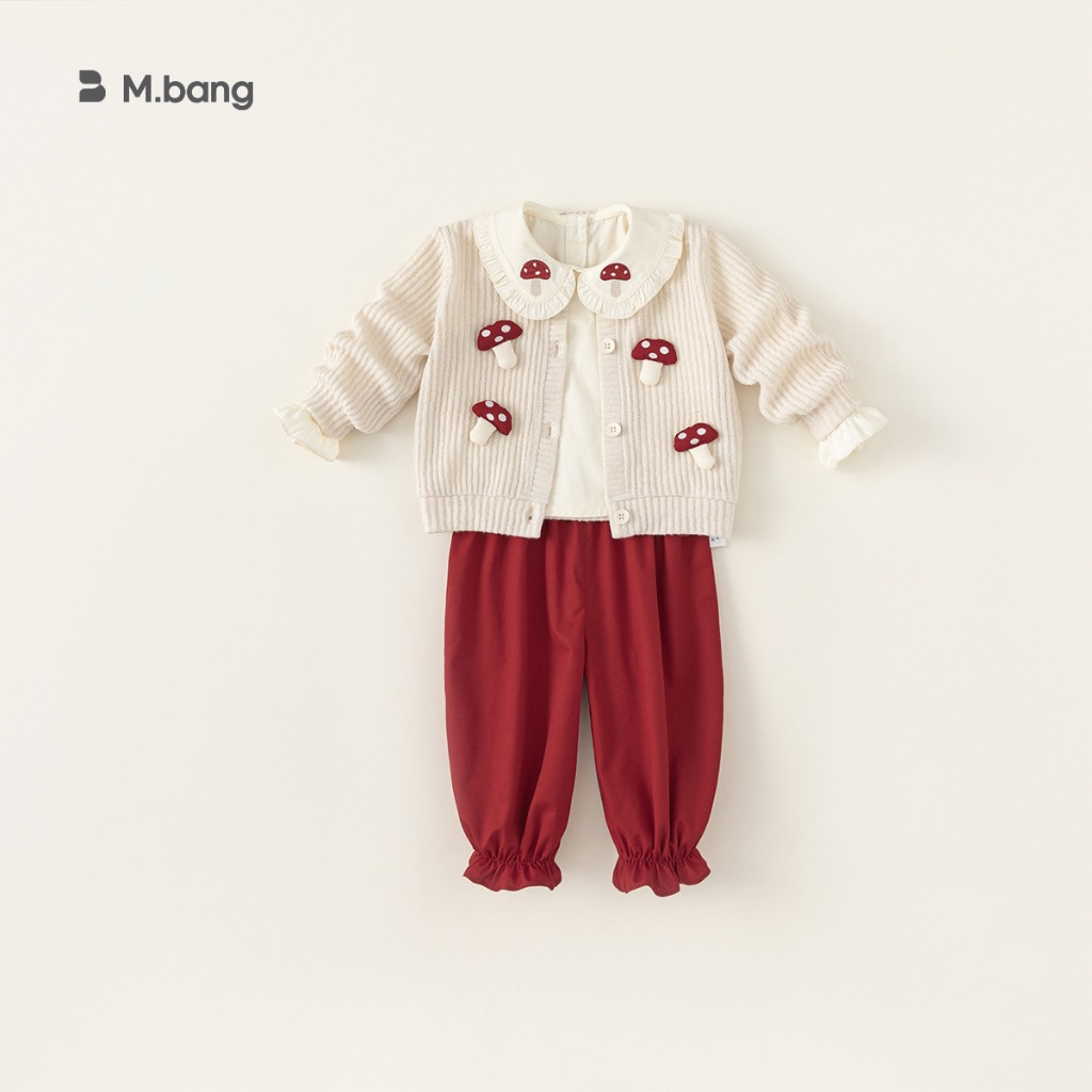 Bộ quần áo bé gái Mbang 3 chi tiết thu đông xinh xắn phong cách. Bộ quần áo bé gái Mbang kèm áo khoá