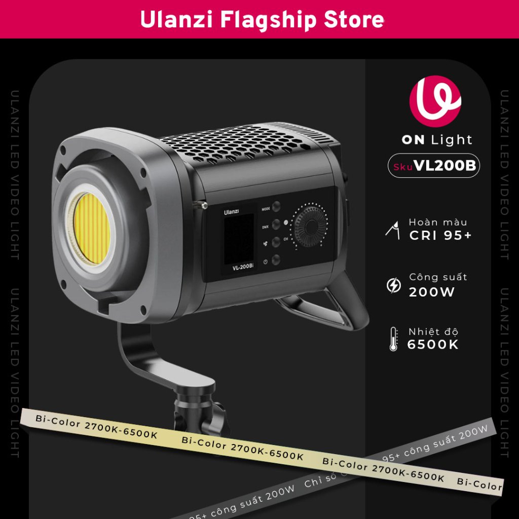 Ulanzi VL200Bi Đèn Led Cob Bi-Color công suất 200W 6500K, CRI95 hỗ trợ điều khiển qua App chính hãng
