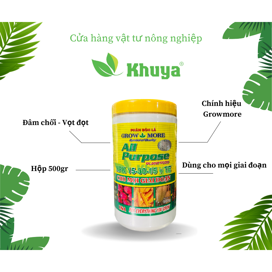 Phân bón lá Growmore NPK 15-30-15+TE 500gr