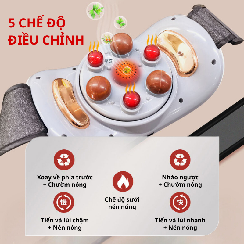 Máy Massage Bụng DELADEP Giúp Điều Hòa Hệ Tiêu Hóa, Kết Hợp Làm Nóng Hồng Ngoại Giảm Mỡ Bụng Xoa Bóp DMB01