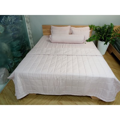 Bộ 5 món RIOTEX- Vải Cotton Đũi Tici một màu trơn nệm 2T, 3T dành cho Gia Đình, Khách Sạn,...
