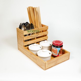 Khay Đựng Đũa Thìa, Gia Vị Đa Năng Bằng Gỗ Màu Vàng Tre Sang Trọng Cho Quán Ăn - WOODY