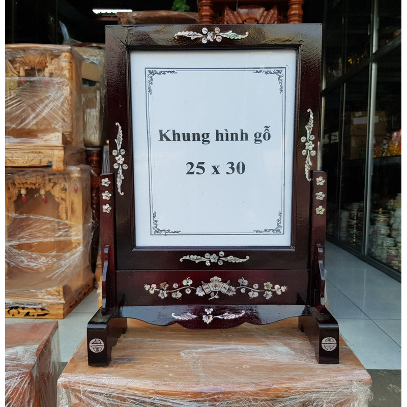 [Hàng Đẹp] Khung Hình Gỗ Tràm Bông Vàng Cẩn 25cm x 35cm Nhiều Kích Thước