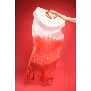  Quạt Dải Lụa Trắng Loang Đỏ 1m8 Quạt Tre Lụa Dài Đỏ Loang,Quạt Múa Màu Đỏ Vải Lụa Mềm Mại Cực Đẹp 