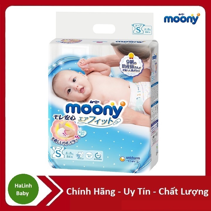 Bỉm Quần Dán MOONY đủ size ( NB90, S84, M52, M64, L44, L58, XL38 )
