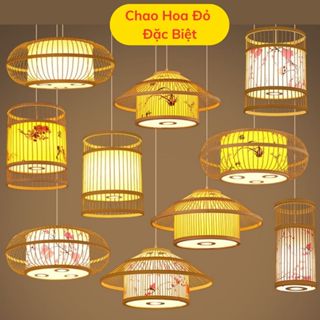MẪU HOA ĐỎ CAO CẤP - Đèn lồng mây tre đan trang trí nhà cửa, Đèn thả trần decor nhà hàng khách sạn hotel coffe sân vườn