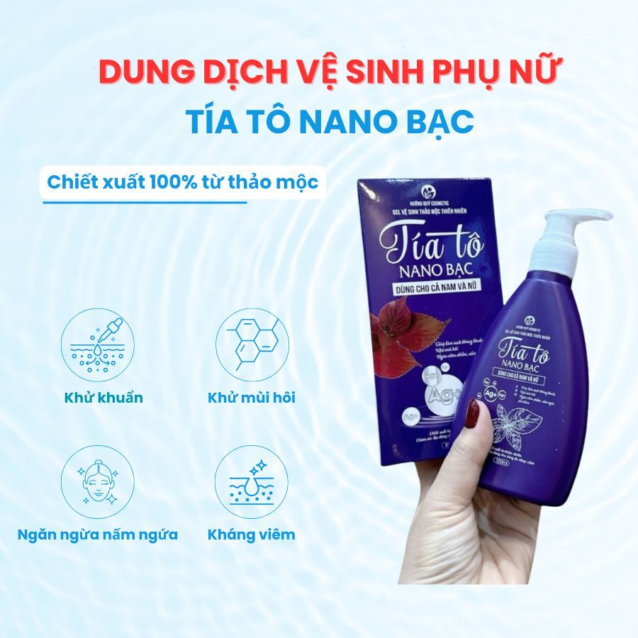 Dung dịch vệ sinh Tía tô nano bạc (DDVS) - khử khuẩn, ngăn ngừa nấm ngứa, viêm nhiễm, mùi hôi.